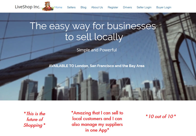 Card image of an online marketplace website - LiveShop Inc